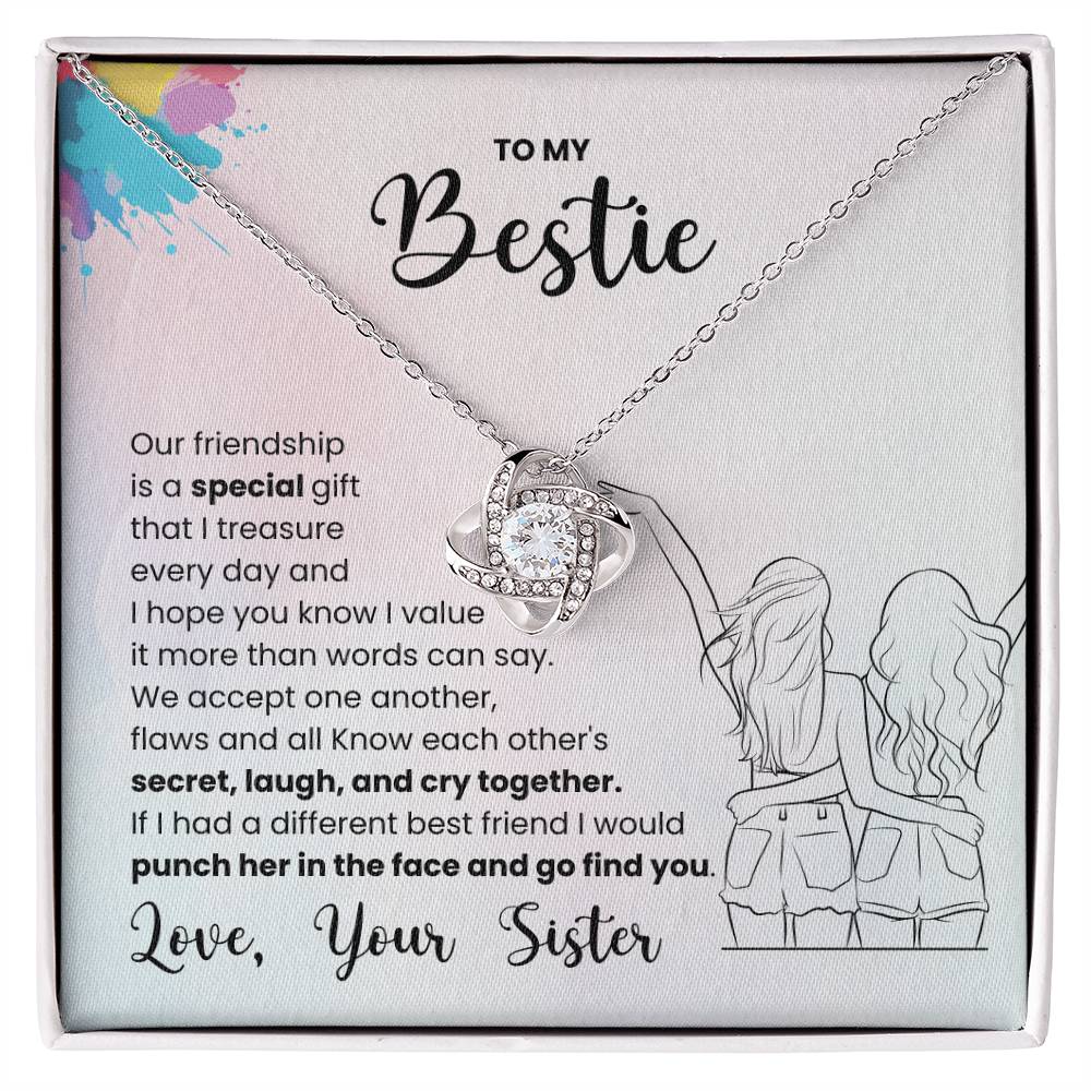 To My Bestie   Our Friendship Is a Special Gift   Love Knot Necklace