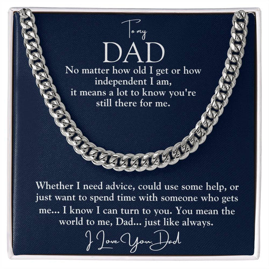 Cuban Link Chain Necklace for Dad with heartfelt message