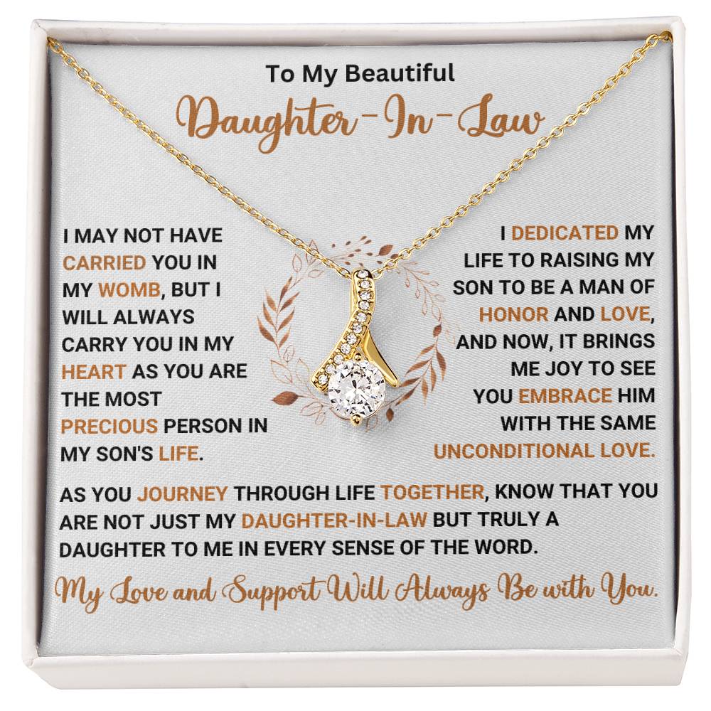 Alluring Beauty Necklace Gift for Daughter-in-Law with Heartfelt Message