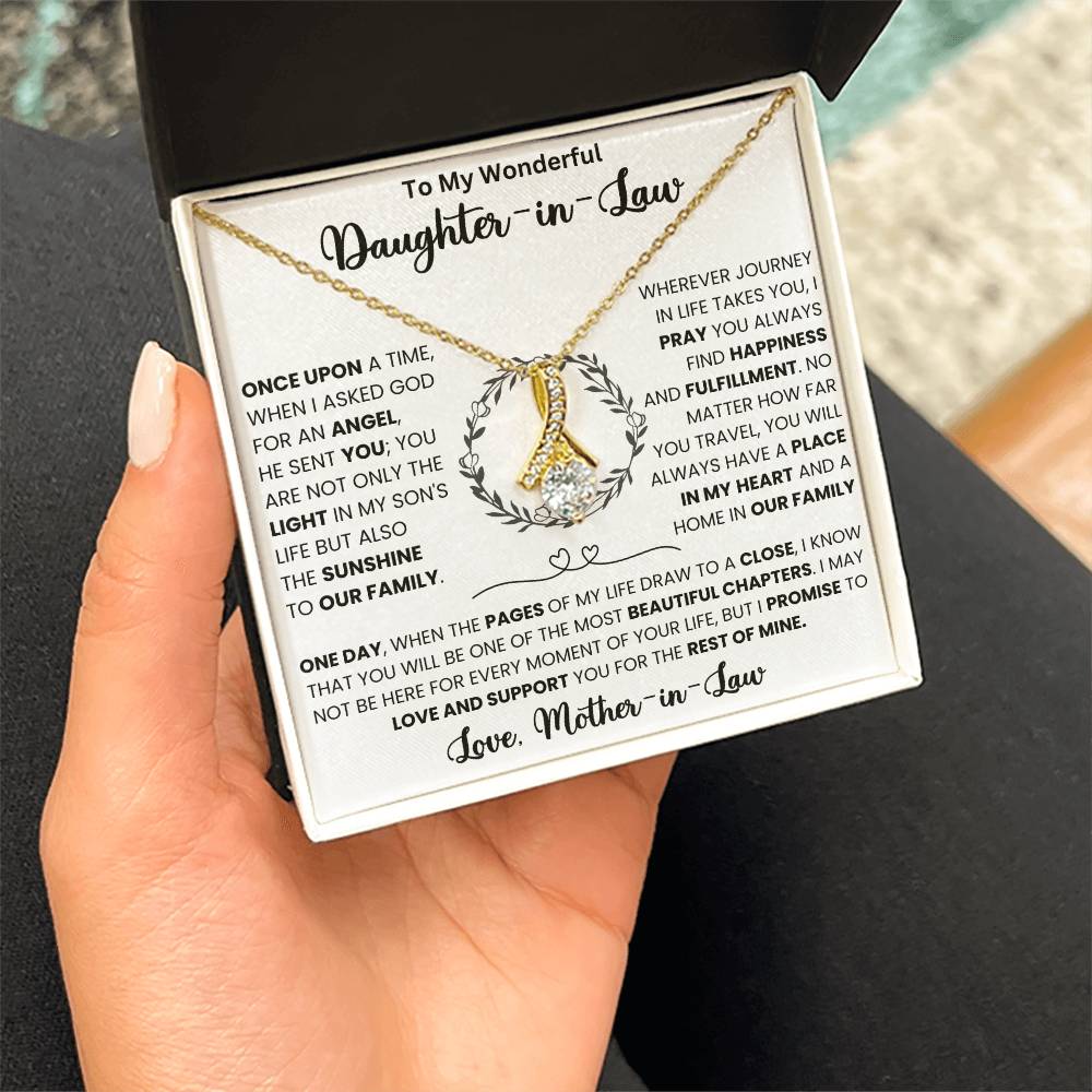 "Forever Love Necklace for Daughter-in-Law with Heartfelt Message in Gift Box"