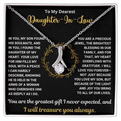 Alluring Beauty necklace with heartfelt message for daughter-in-law, adorned with a highlighted "Daughter-In-Law" header.