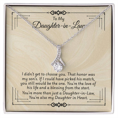 Alluring Beauty necklace gift for daughter-in-law with sentimental message in a box