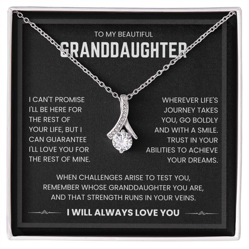 To My Beautiful Granddaughter Always Love You Alluring Beauty necklace with heartfelt message in gift box