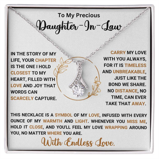 Alluring Beauty Necklace for Daughter-in-Law with Heartfelt Message Card