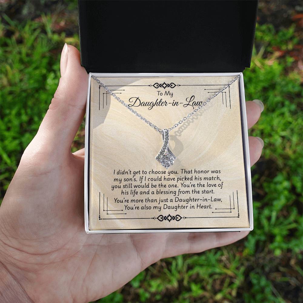 "To My Daughter-in-Law Alluring Beauty necklace gift box with heartfelt message"