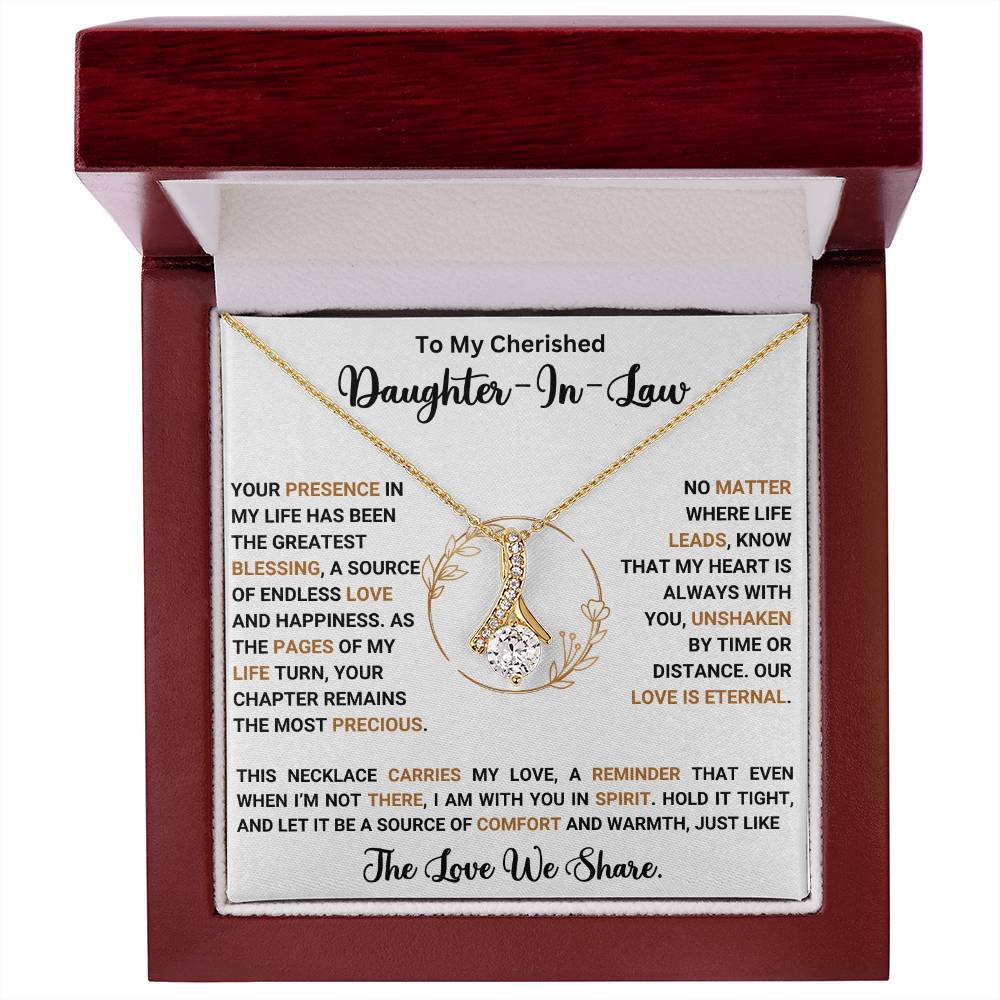 "To My Cherished Daughter-in-Law Necklace in Gift Box with Heartfelt Message"