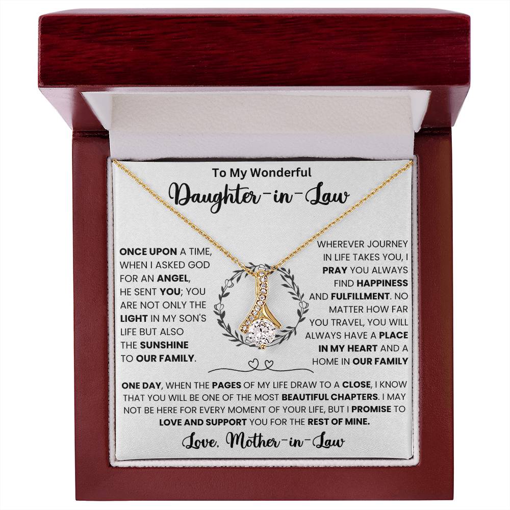 "To My Wonderful Daughter in Law Forever Love Necklace Gift Box with Message from Mother in Law"