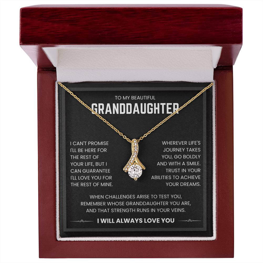 Alluring Beauty necklace for granddaughter with heartfelt message in elegant gift box