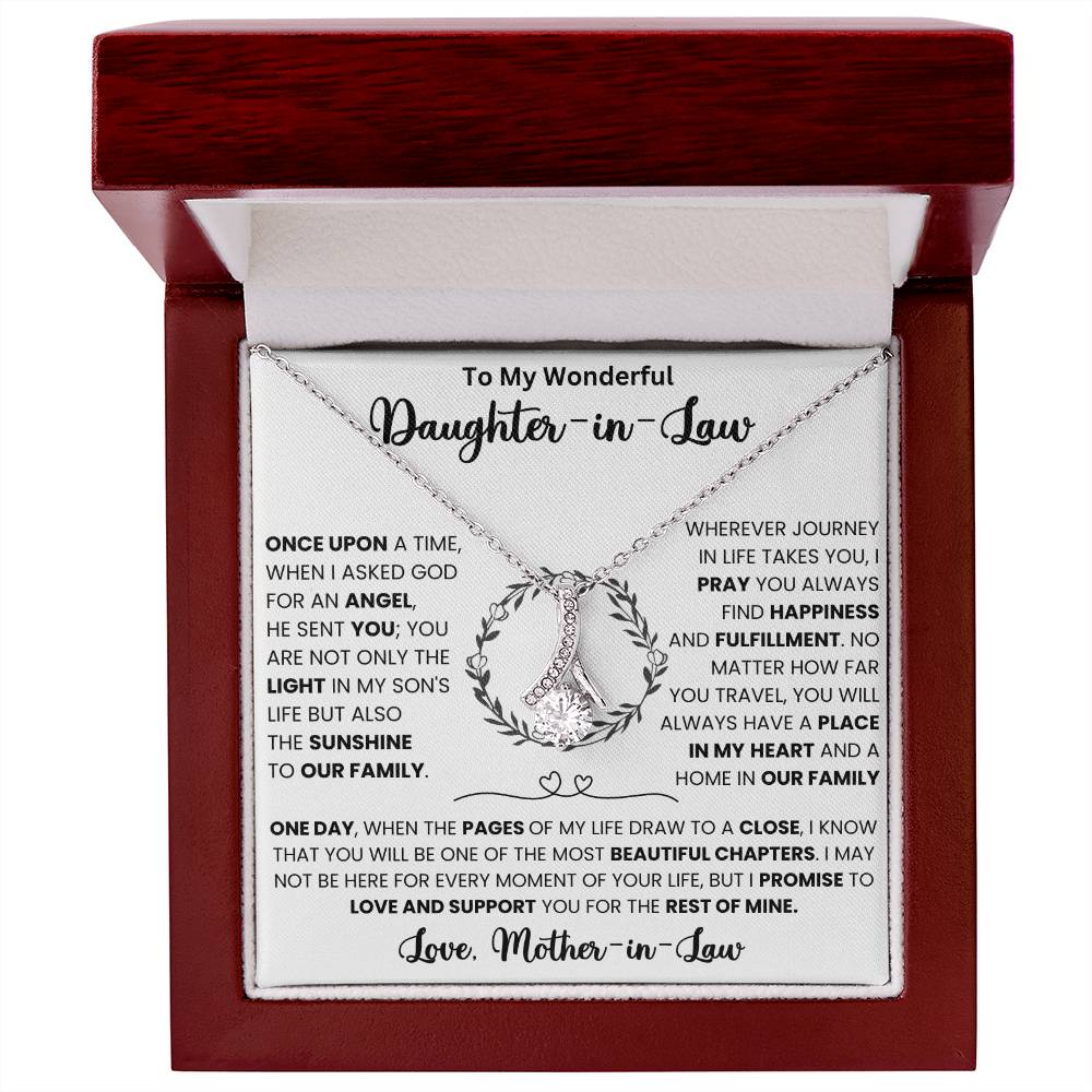 "Forever Love Necklace for Daughter-in-Law in Elegant Gift Box with Heartfelt Message from Mother-in-Law"