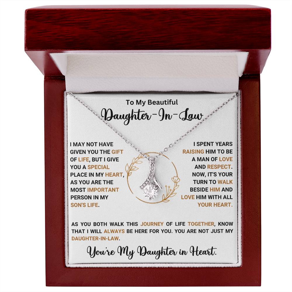 "Gift Box with Alluring Beauty Necklace for Daughter-In-Law and Heartfelt Message"