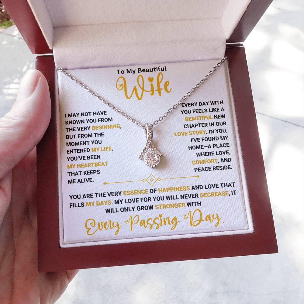 Alluring Beauty necklace gift for wife with heartfelt message and discount offer