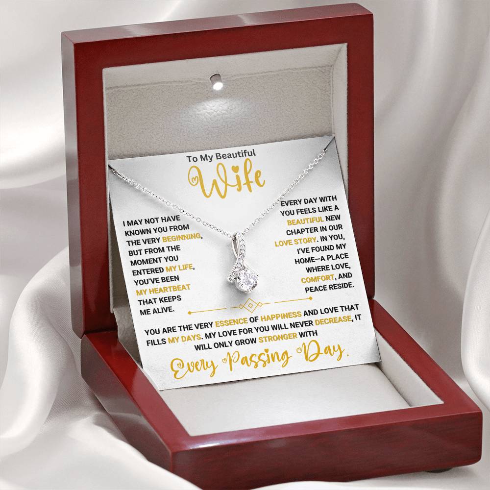 Alluring Beauty necklace with heartfelt message for wife in elegant jewelry box - perfect gift 50% off and free shipping.