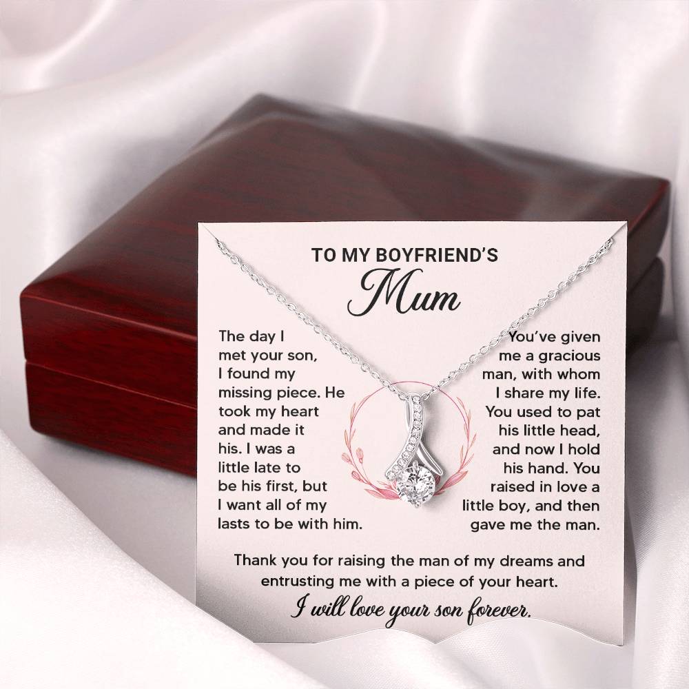 Alluring Beauty necklace gift for Boyfriend's Mum with heartfelt message, perfect for expressing love and gratitude.