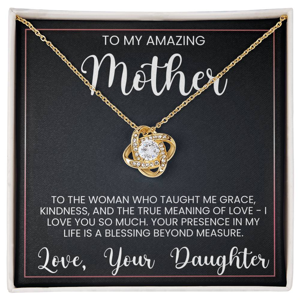 Love Knot Necklace for Mother with Heartfelt Message from Daughter