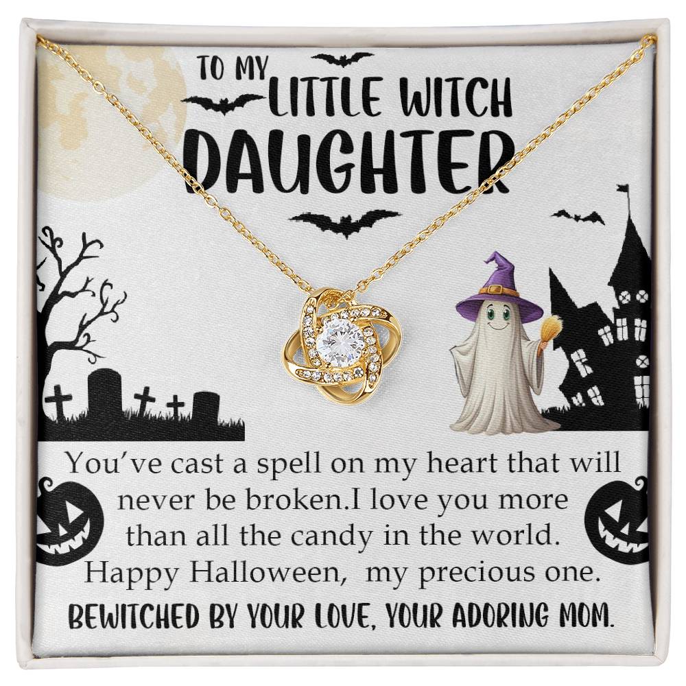 Love Knot Necklace for Daughter - My Little Witch Theme - Perfect Halloween Gift - 50% Off + Free Shipping - Heartfelt Message from Mom