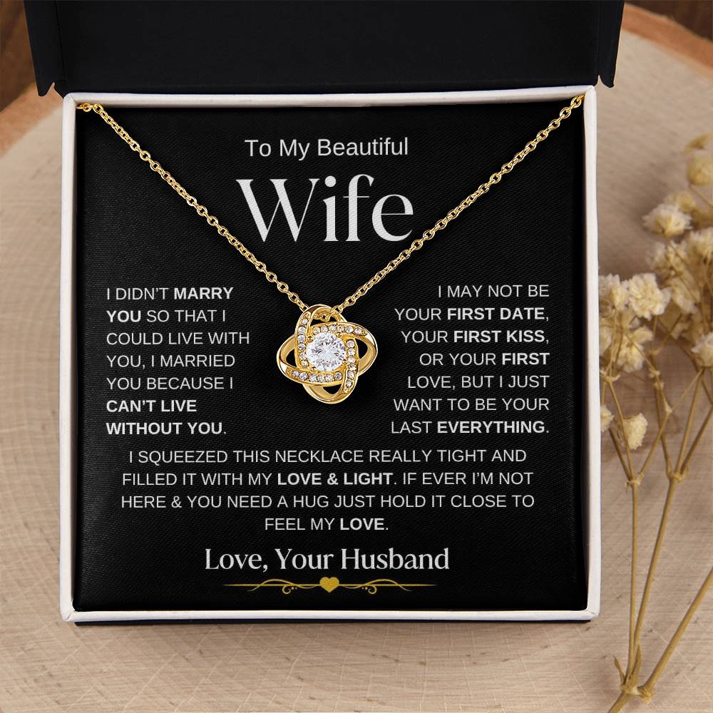 Love Knot Necklace Gift for Wife with Heartfelt Message from Husband