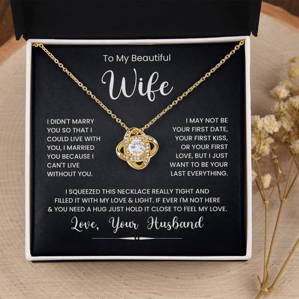 Love Knot Necklace for Wife with Heartfelt Message from Husband