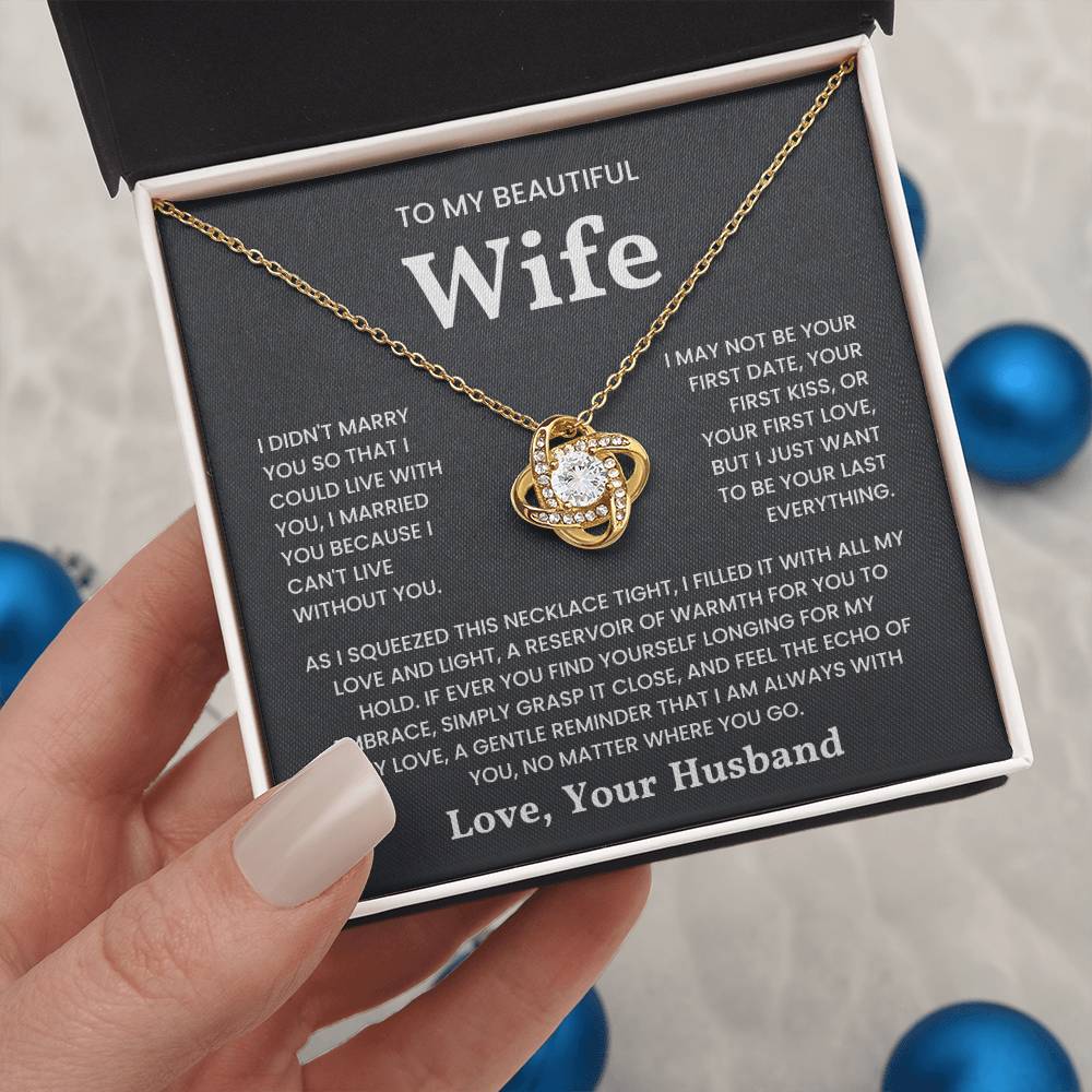 Love Knot Necklace for Wife with Romantic Message in Gift Box