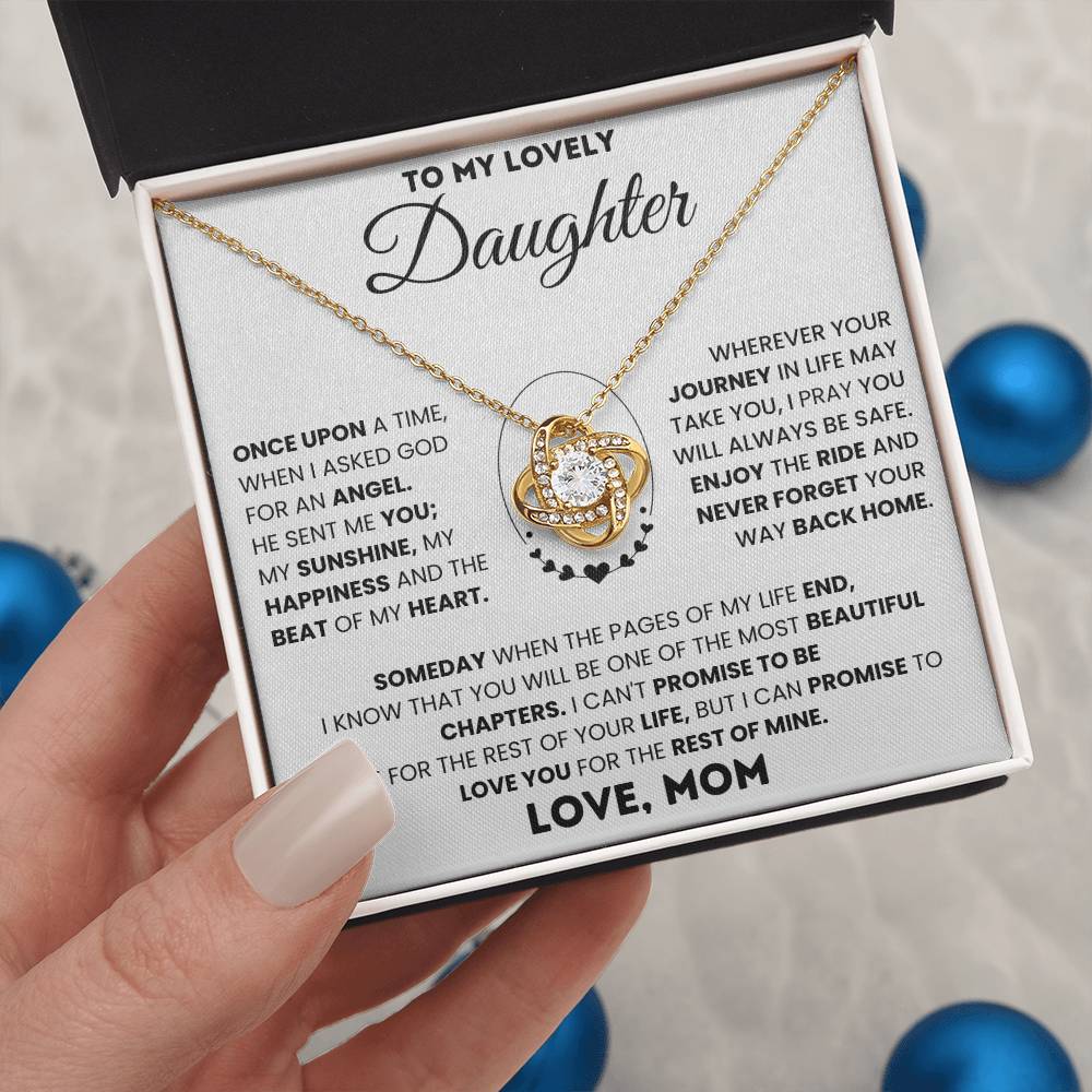 "Love Knot Necklace for Daughter - Gift from Mom with Sentimental Message"