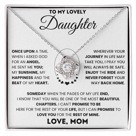 Love Knot Necklace Gift for Daughter with Heartfelt Message From Mom