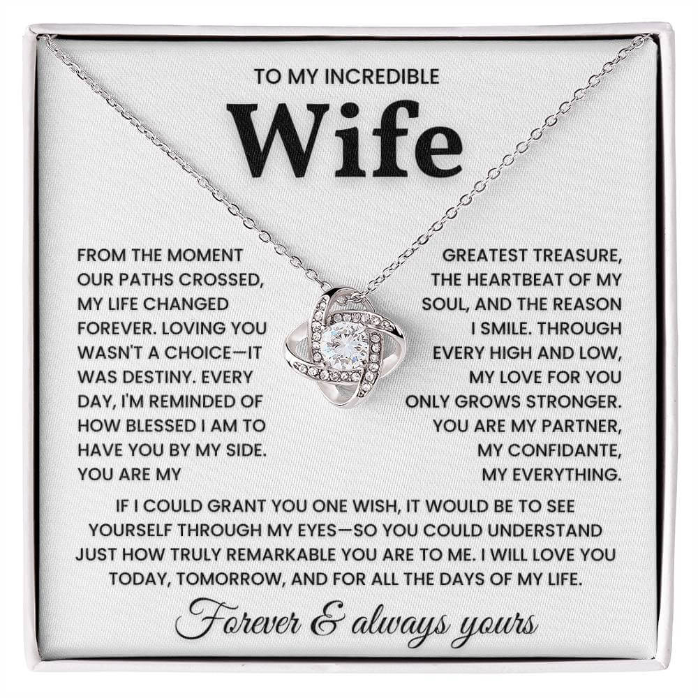 Romantic necklace for wife with heartfelt message; perfect gift to express eternal love and appreciation.