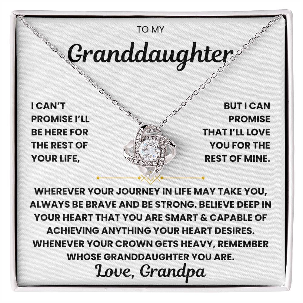 To My Granddaughter interlocking heart necklace with heartfelt message from grandpa, perfect gift with discount and free shipping