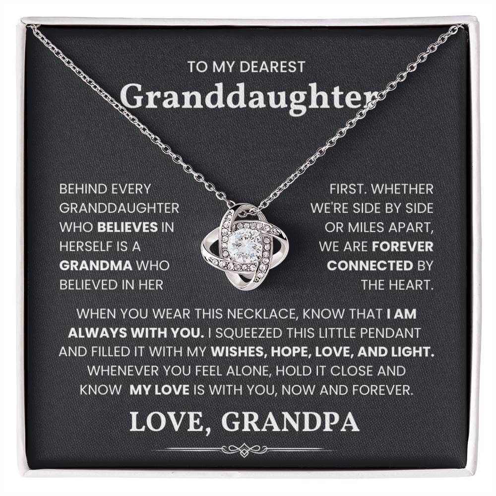 Love Knot Necklace for Granddaughter with Heartfelt Message from Grandpa - Perfect Gift to Show Love and Connection Across Distances