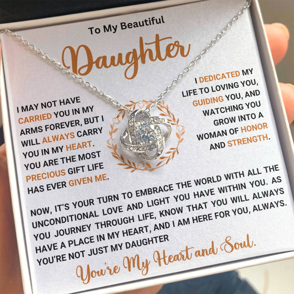 To My Beautiful Daughter - You Always Have a Place in My Heart - Love Knot Necklace