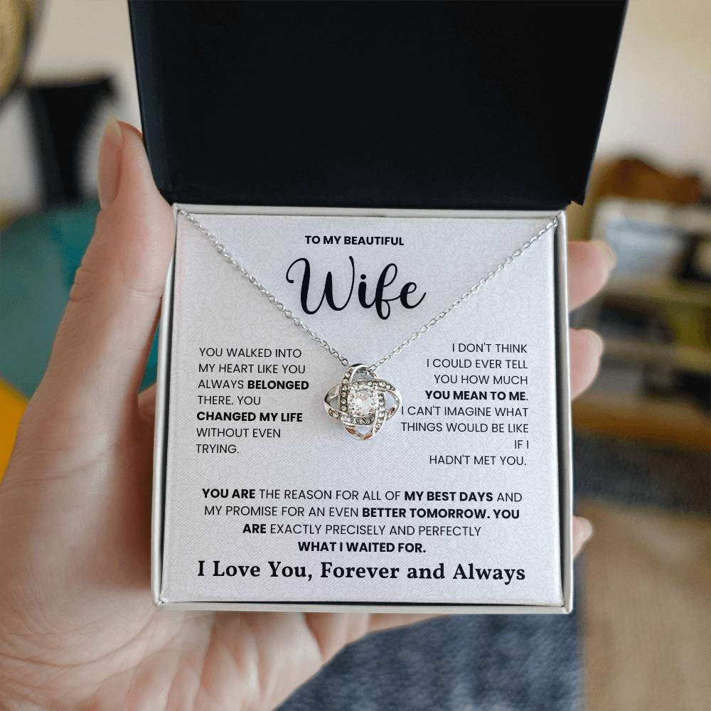 Love Knot Necklace for Wife with Heartfelt Message in Gift Box