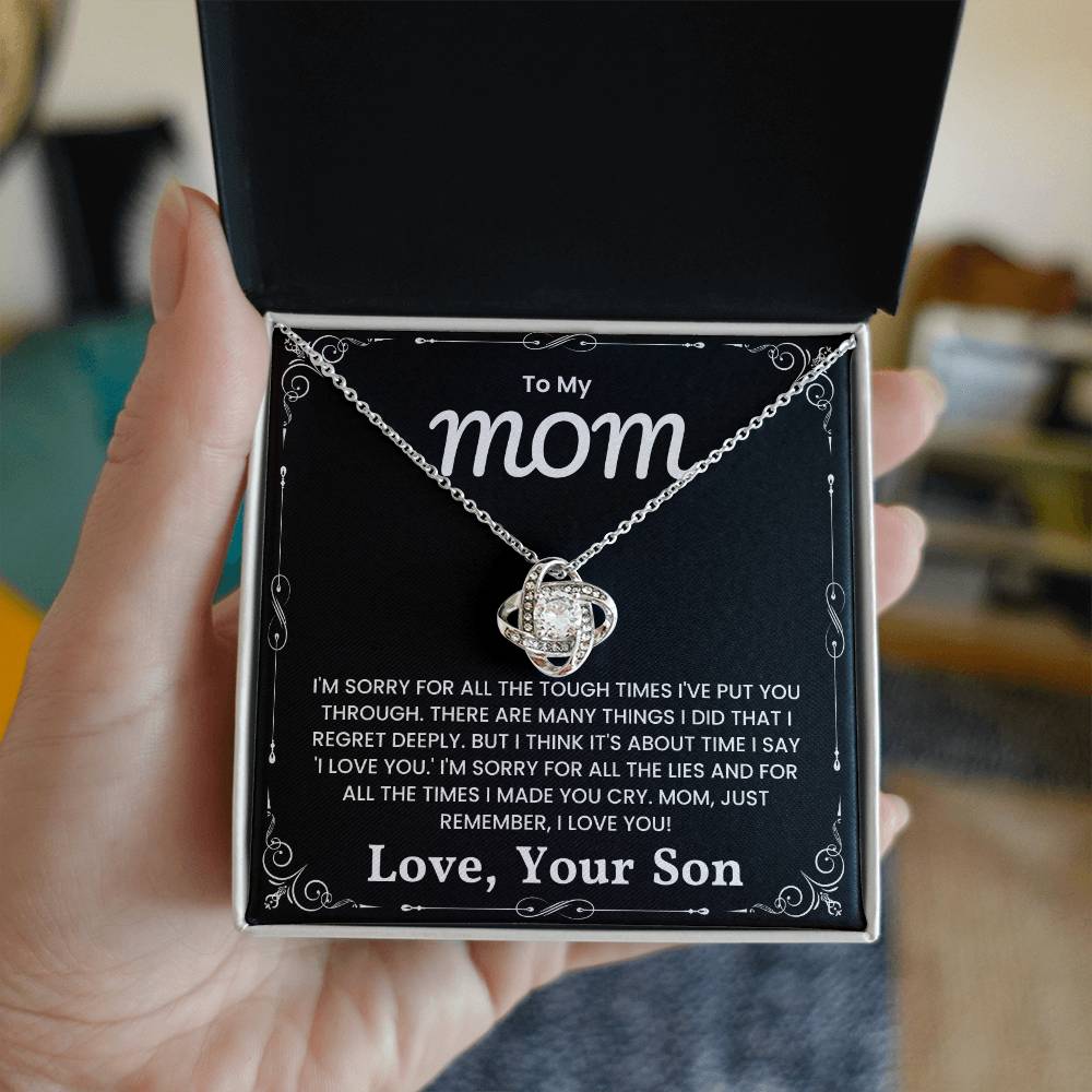 Love Knot Necklace gift for mom expressing heartfelt apology and love from son