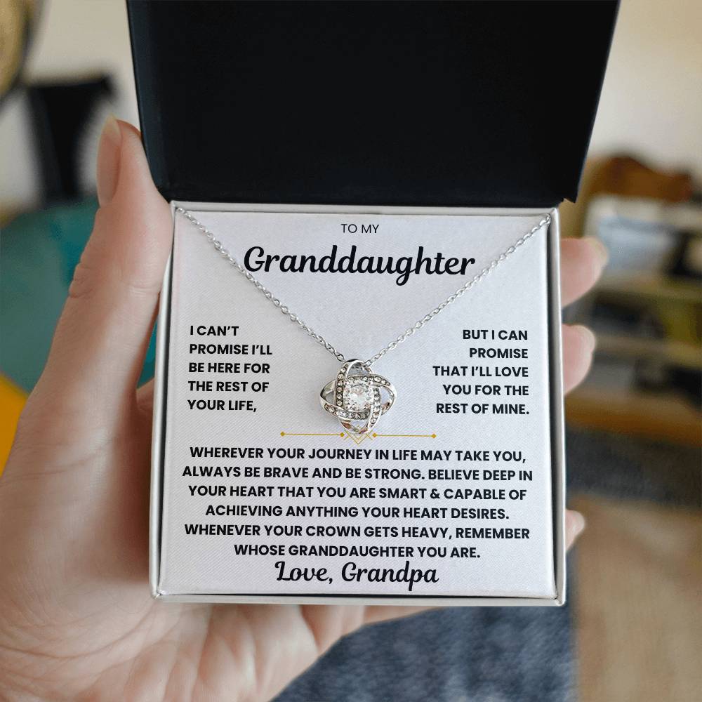 Interlocking Heart Necklace for Granddaughter with Inspirational Card Message from Grandpa