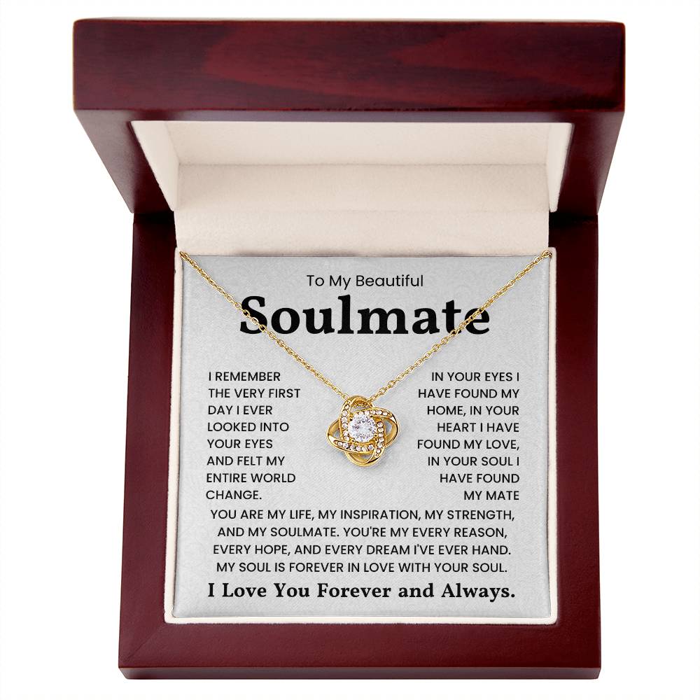 Love Knot Necklace for Soulmate with Heartfelt Message in Wooden Box