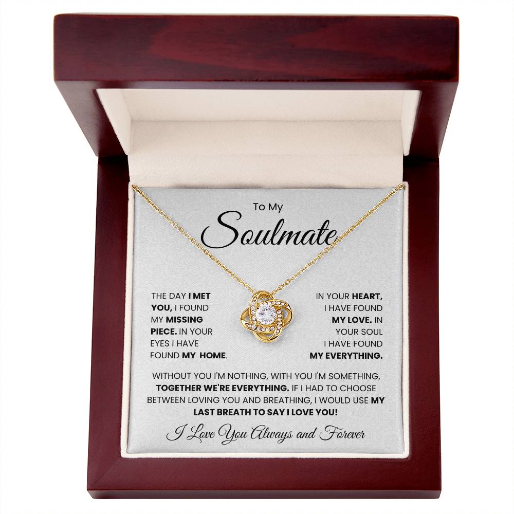 Love Knot Necklace for Soulmate with heartfelt message in a elegant gift box