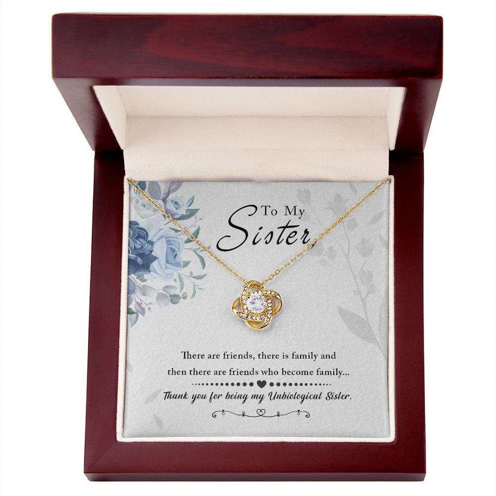 To My Sister Love Knot Necklace with cubic zirconia crystals in elegant gift box