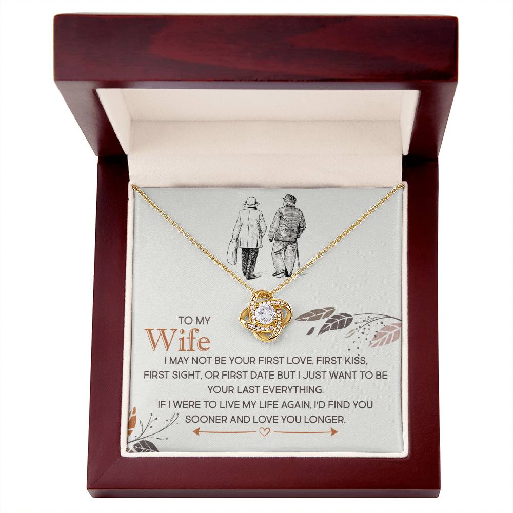 Love Knot Necklace for Wife with Cubic Zirconia Pendant and Romantic Message in Gift Box