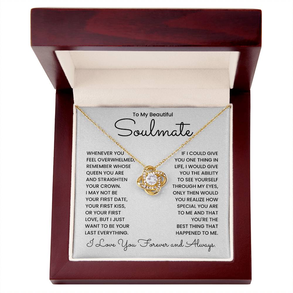 Love Knot Necklace for Soulmate with heartfelt message in elegant gift box