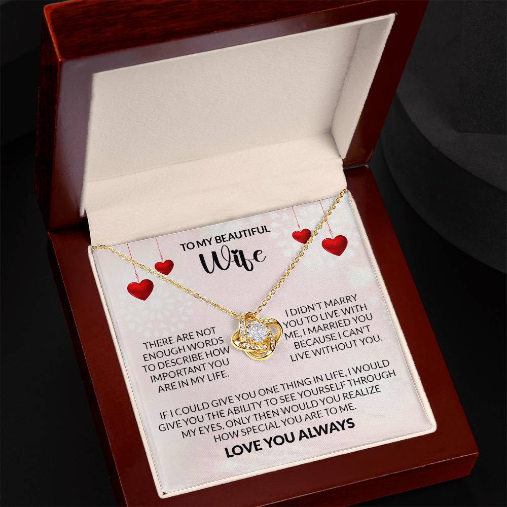 Love Knot Necklace for Wife with Heartfelt Message in Gift Box