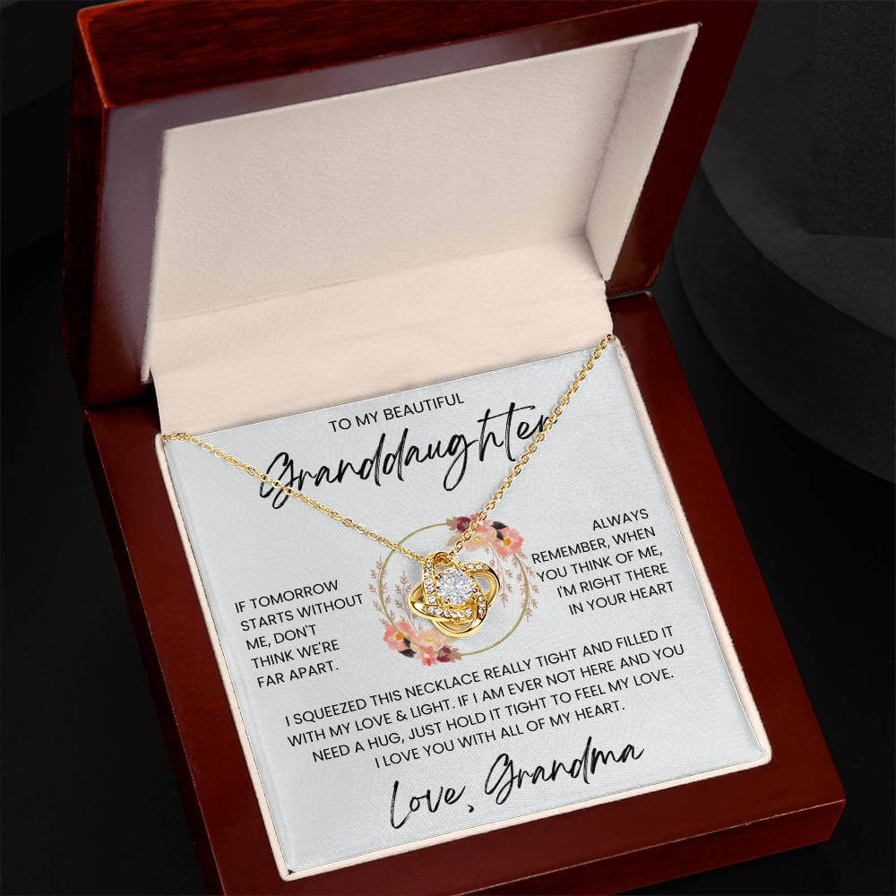 Love Knot Necklace for Granddaughter in Gift Box with Heartfelt Message from Grandma