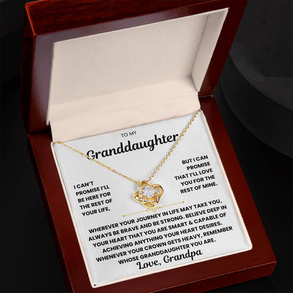 "To My Granddaughter" interlocking heart necklace in gift box with inspirational message, 50% off, free shipping, limited stock.