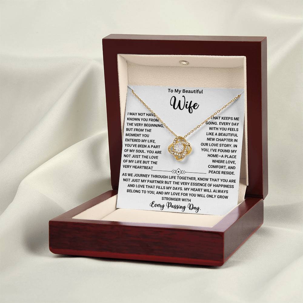 Love Knot Necklace in Jewelry Box with Message Card for Wife, Perfect Gift, 50% Off, Free Shipping