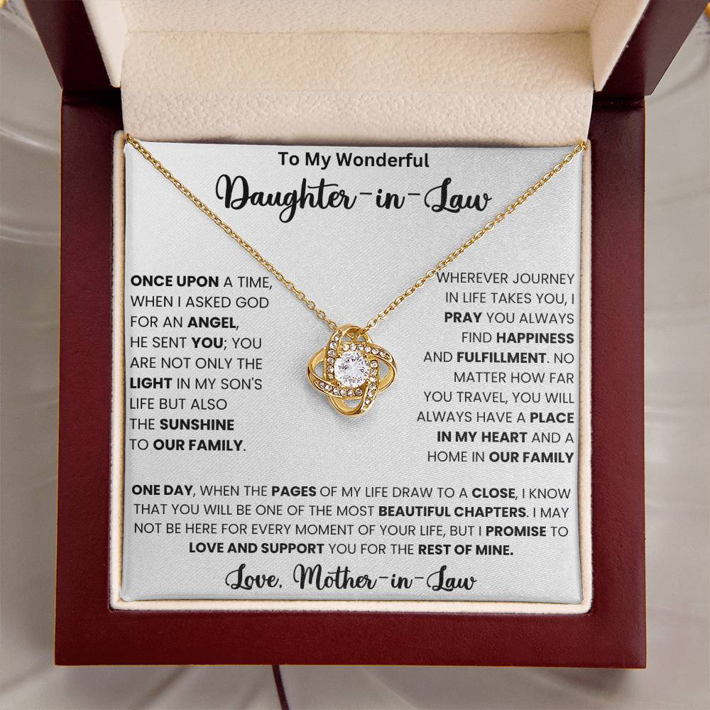 Love Knot Necklace for Daughter-In-Law in Gift Box with Heartfelt Message from Mother-In-Law