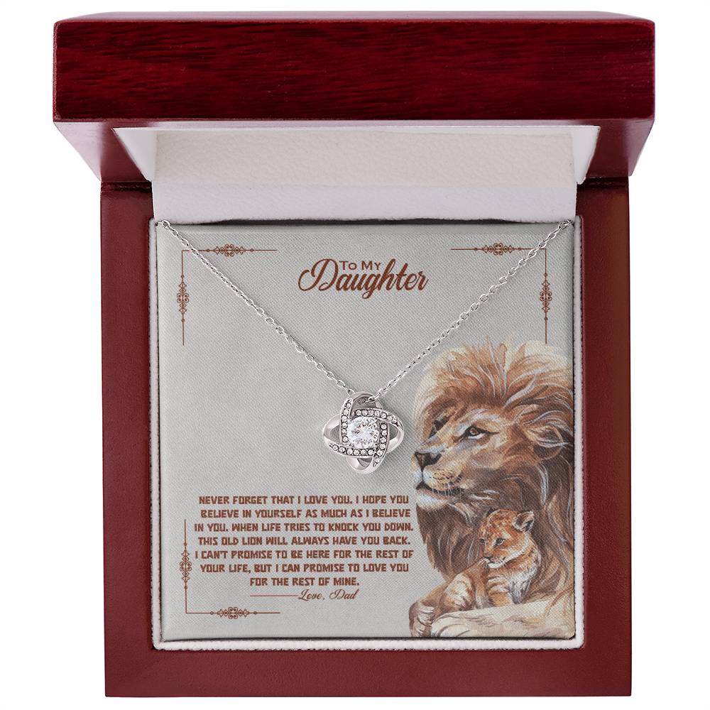 Love Knot Necklace for Daughter with Lion Design in Gift Box