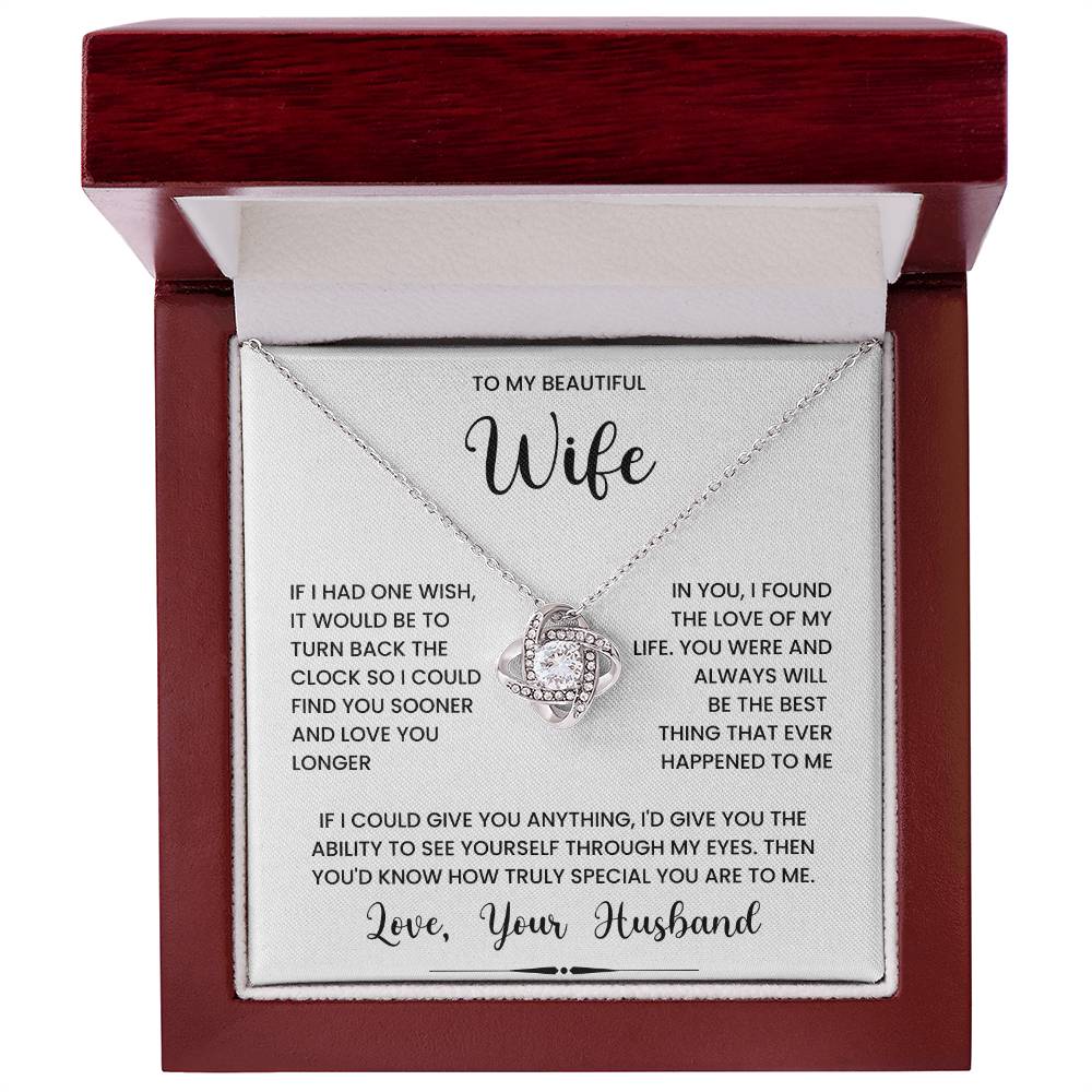 Love Knot Necklace Gift for Wife with Romantic Message in Red Box