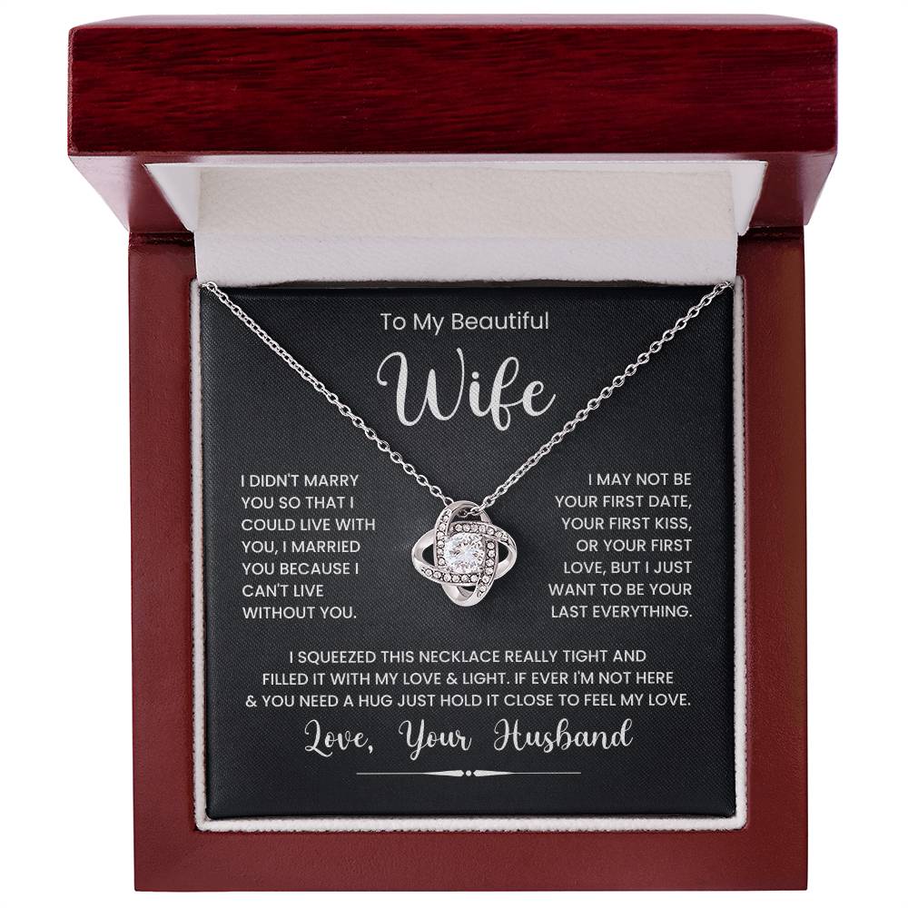 Love Knot Necklace for Wife with Heartfelt Message in Jewelry Box