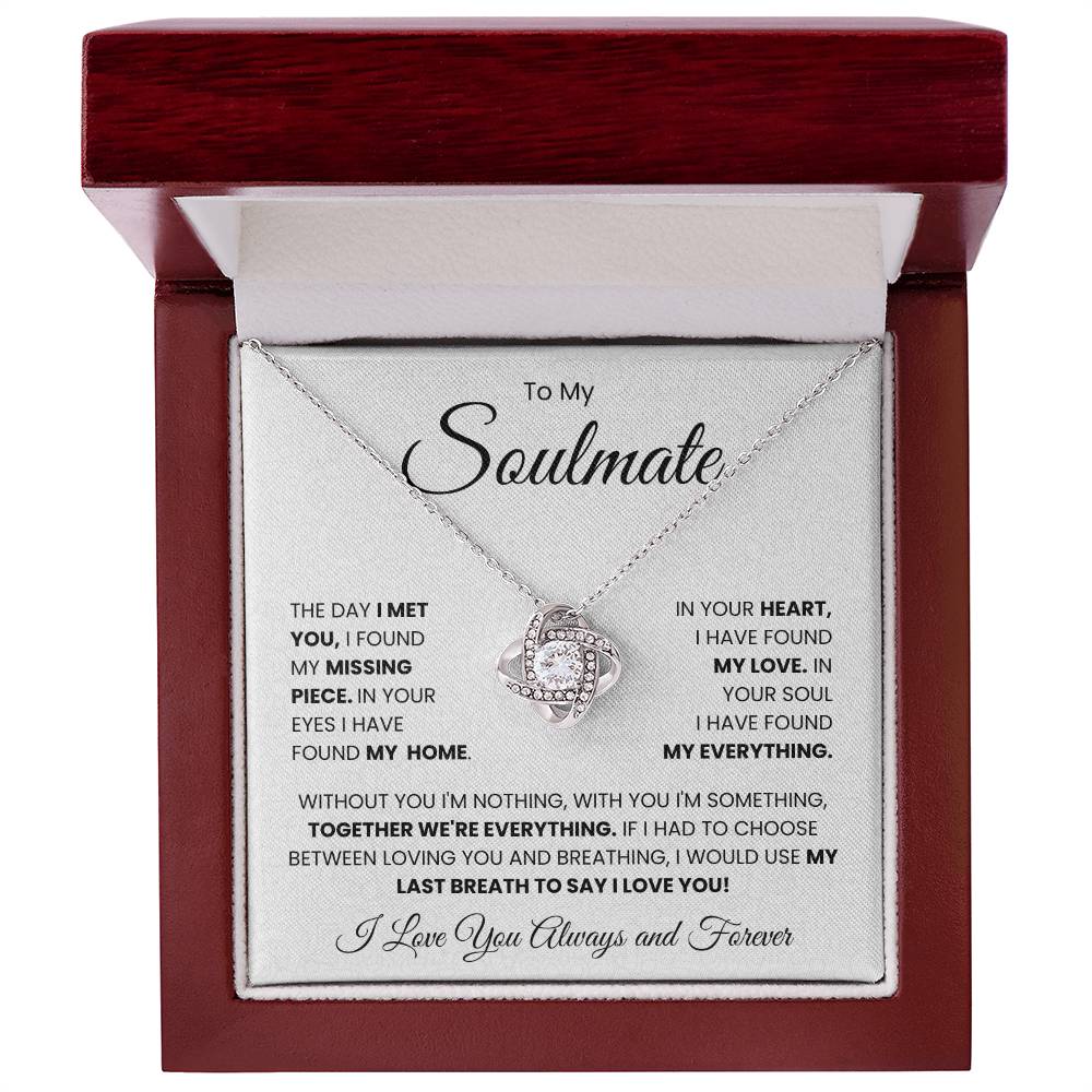 Love Knot Necklace in Red Box with Romantic Message to Soulmate