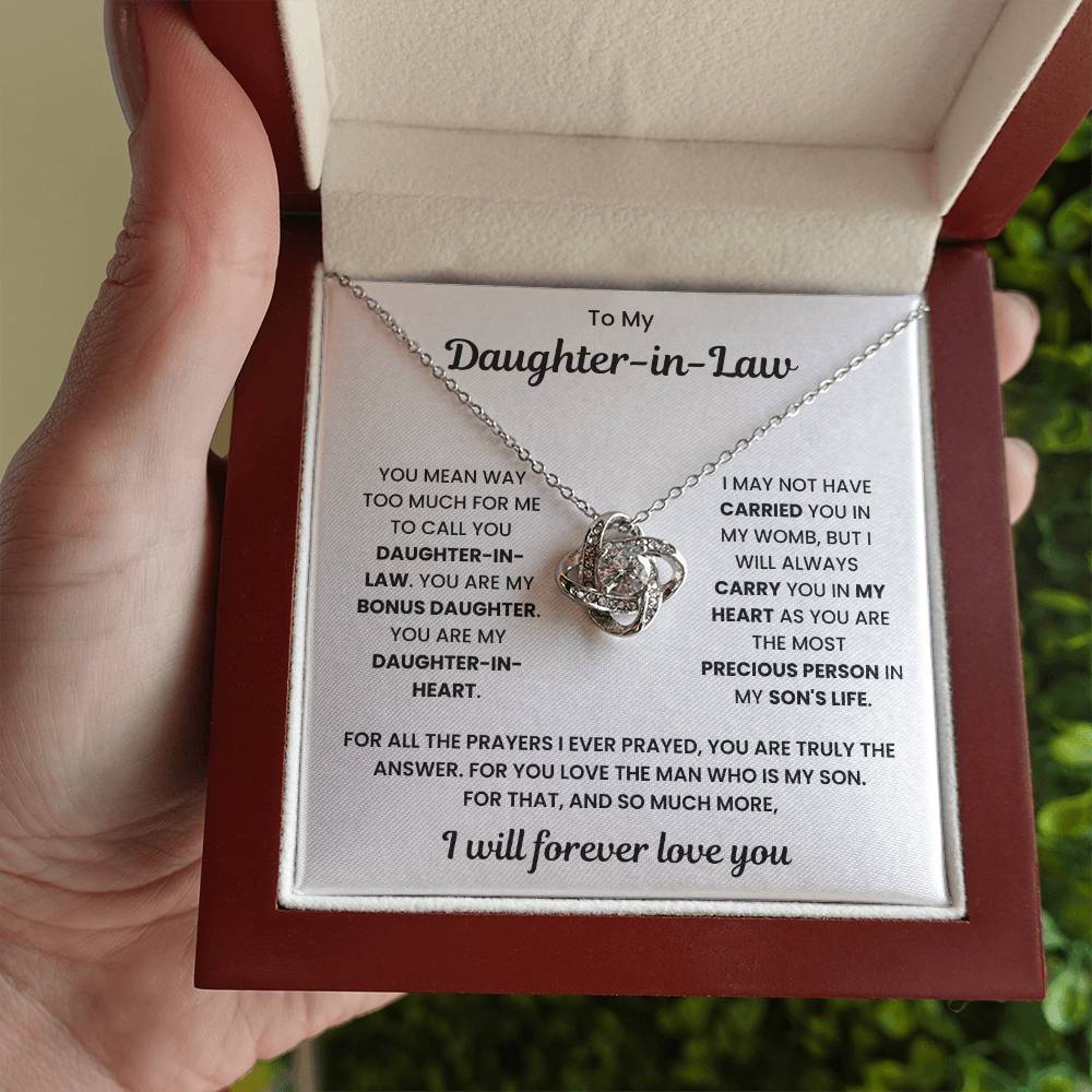 Love Knot Necklace in Gift Box with Emotional Message for Daughter-in-Law