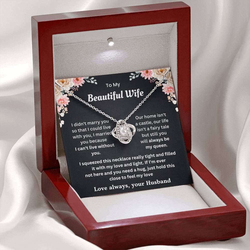 Love Knot Necklace for Wife with Romantic Message in Gift Box