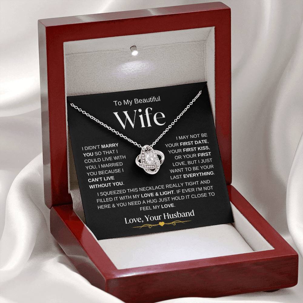 Love Knot Necklace for Wife in Gift Box with Heartfelt Message from Husband