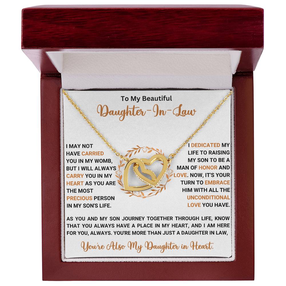 Interlocking Hearts Necklace for Daughter-in-Law with Heartfelt Message in Jewelry Box