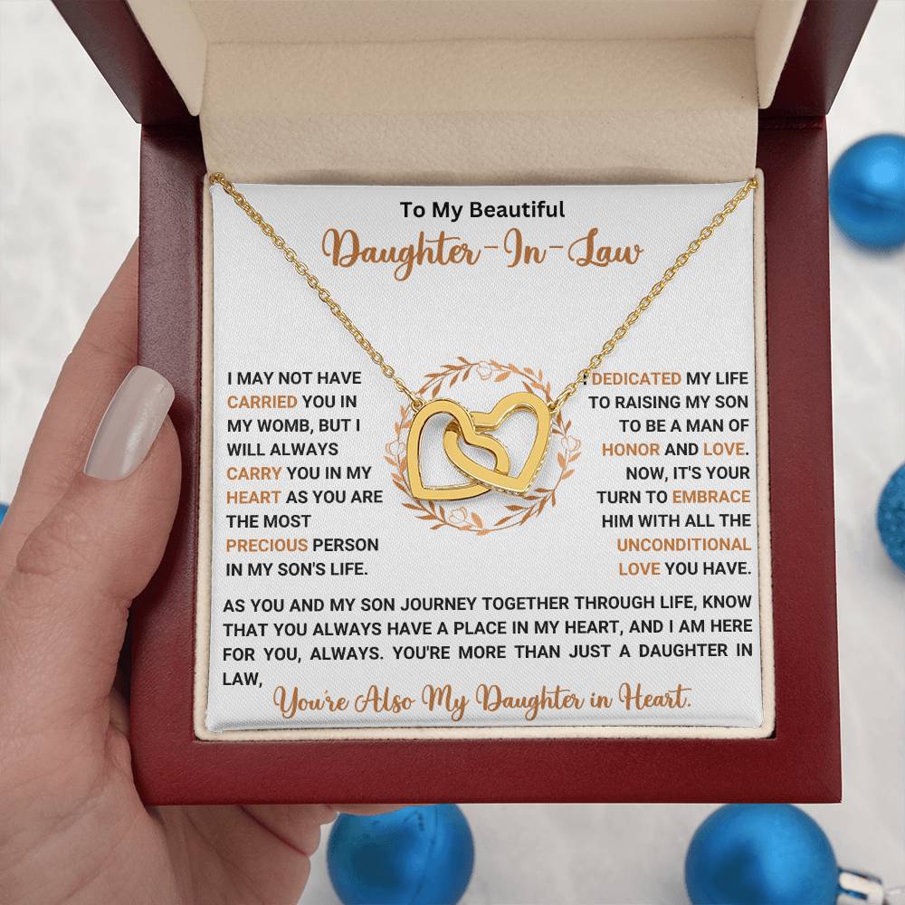 Interlocking Hearts Necklace for Daughter-in-Law in a Gift Box with Loving Message